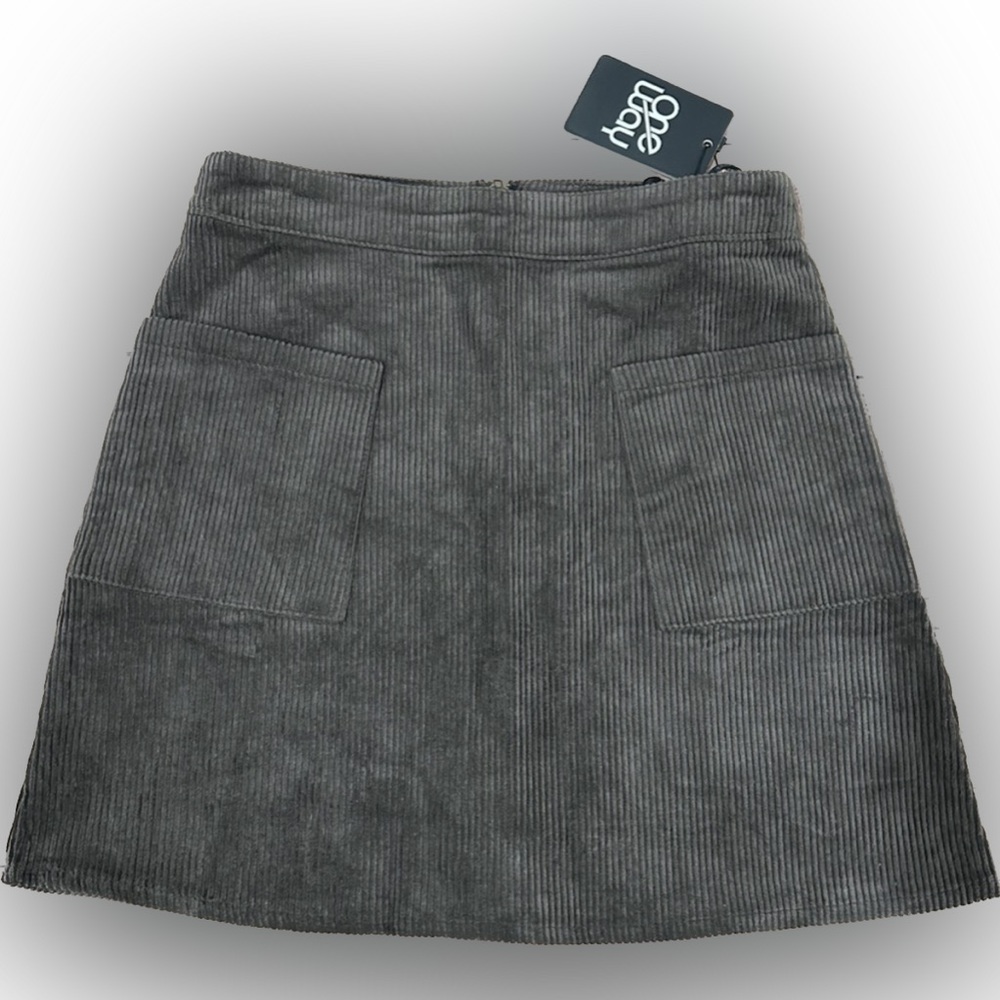 NWT One Way for LF Retro Brown Corduroy A-Line Mini Skirt AU 8 US XS